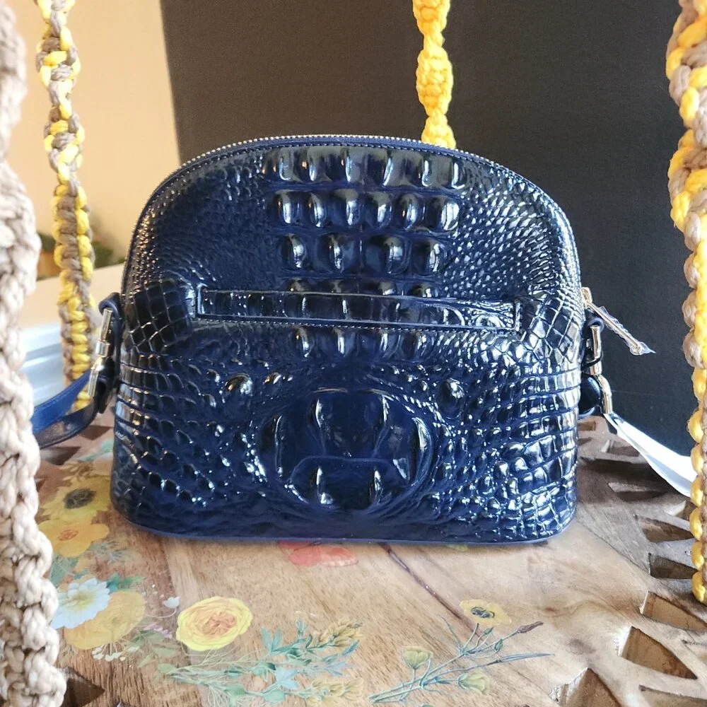 Brahmin Small Georgina - Kyanite Havisham Croc Leather Cross Body - Picture 2 of 11